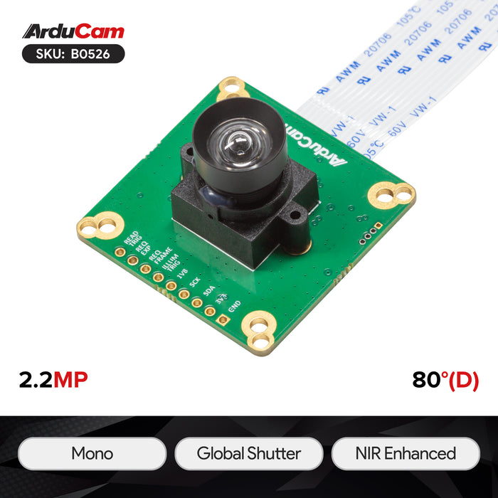 Mira220搭載 Arducam PiVariety 2.2MP グローバルシャッターモノクロカメラモジュール — スイッチサイエンス