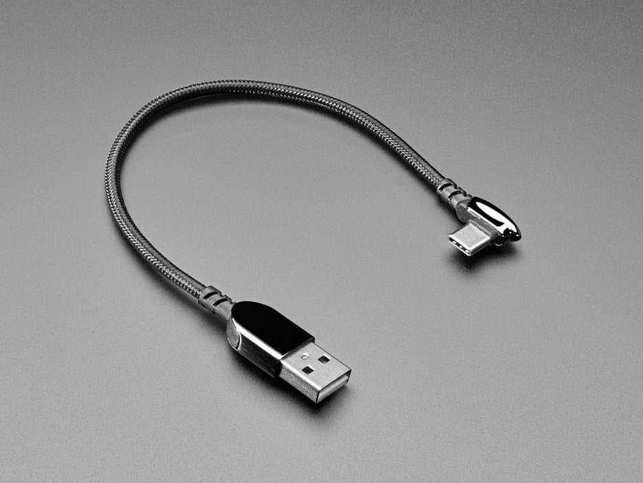 USB Type-A - USB Type-C（L字）ナイロン被覆変換ケーブル 0.3m