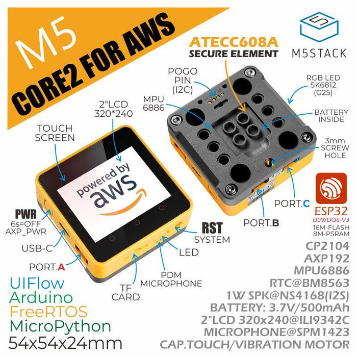M5Stack Core2 for AWS - ESP32 IoT開発キット — スイッチサイエンス